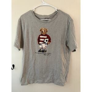 Polo Ralph Lauren Polo Bear Soccer T Shirt Youth XL Gray Graphic Tee